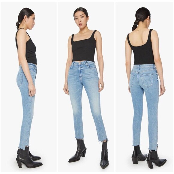 Mother The Looker Ankle Step Fray Size 25 Blue Jeans Exposed Secret Sister - Picture 3 of 15